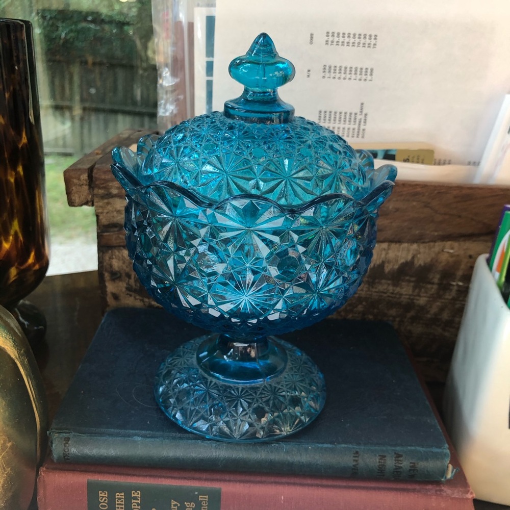 Blue Pedestal Dish - Picture 3 of 6
